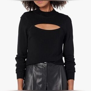 The Drop Isaac Cutout Mock Neck Sweater Top Black Size Large Elegant Party Chic